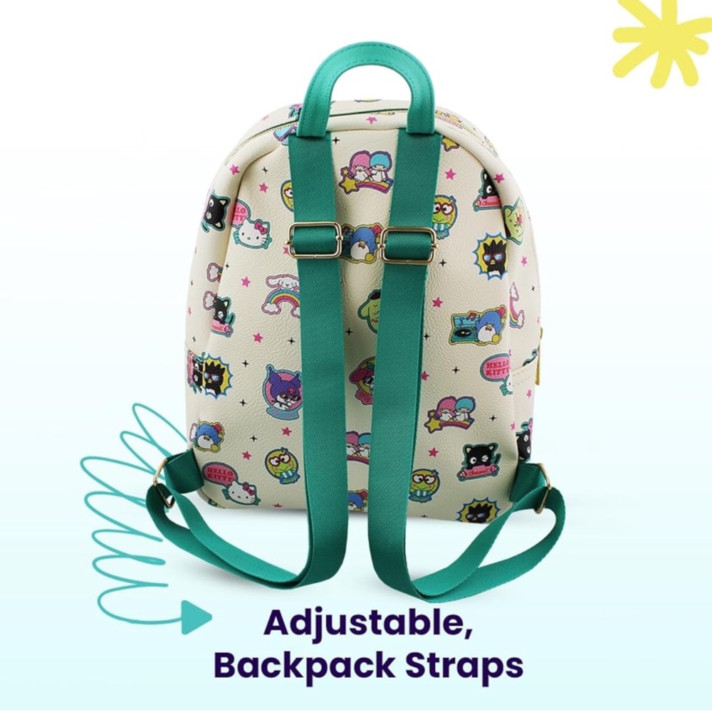 Hello Kitty and Friends Mini Backpack leather purse 10in Sanrio teal pink - Picture 7 of 7
